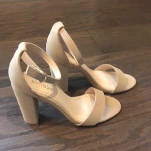 Bamboo nude vegan faux leather heels